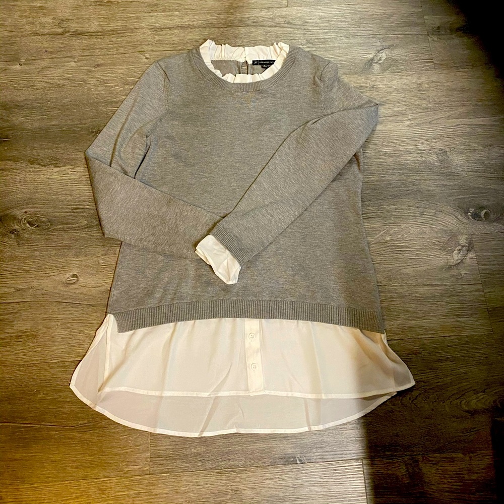 New Sweater with blouse illusion! Light weight gray